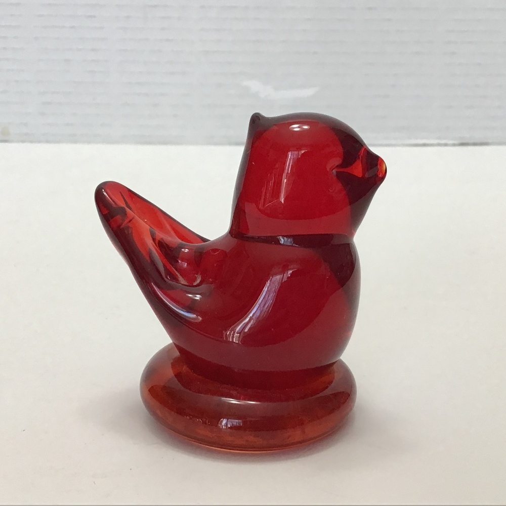 Art Glass Red Cardinal of Love Bird Figure Signed W WARD Figurine VTG 1995